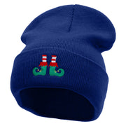 Elf Shoes Embroidered 12 Inch Long Knitted Beanie - Royal OSFM