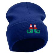 Elf Shoes Embroidered 12 Inch Long Knitted Beanie - Royal OSFM