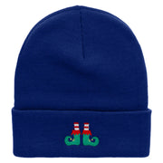 Elf Shoes Embroidered 12 Inch Long Knitted Beanie - Royal OSFM