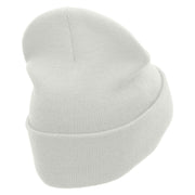 Elf Shoes Embroidered 12 Inch Long Knitted Beanie - White OSFM