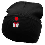 Floating Gift Embroidered 12 Inch Long Knitted Beanie - Black OSFM