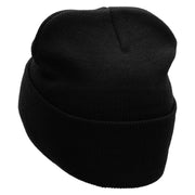 Floating Gift Embroidered 12 Inch Long Knitted Beanie - Black OSFM