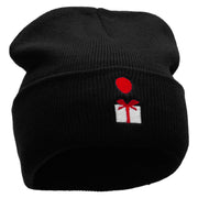 Floating Gift Embroidered 12 Inch Long Knitted Beanie - Black OSFM