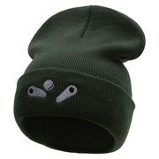 Pinball Embroidered 12 Inch Long Knitted Beanie - Olive OSFM