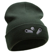 Pinball Embroidered 12 Inch Long Knitted Beanie - Olive OSFM