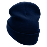 Pinball Embroidered 12 Inch Long Knitted Beanie - Navy OSFM