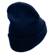 Pinball Embroidered 12 Inch Long Knitted Beanie - Navy OSFM