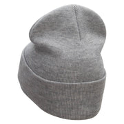 Open Road Embroidered 12 Inch Long Knitted Beanie - Heather-Grey OSFM