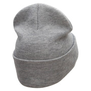 Open Road Embroidered 12 Inch Long Knitted Beanie - Heather-Grey OSFM