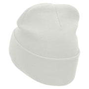 Open Road Embroidered 12 Inch Long Knitted Beanie - White OSFM