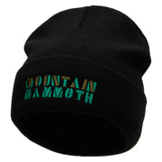 Mountain Mammoth Embroidered 12 Inch Long Knitted Beanie. - Black OSFM