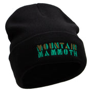 Mountain Mammoth Embroidered 12 Inch Long Knitted Beanie. - Black OSFM