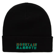 Mountain Mammoth Embroidered 12 Inch Long Knitted Beanie. - Black OSFM