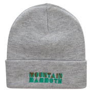 Mountain Mammoth Embroidered 12 Inch Long Knitted Beanie. - Heather-Grey OSFM