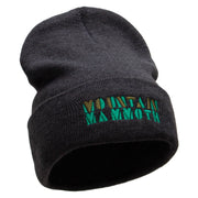 Mountain Mammoth Embroidered 12 Inch Long Knitted Beanie. - Heather-Charcoal OSFM