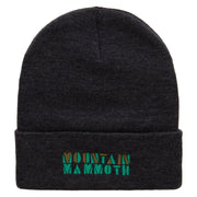 Mountain Mammoth Embroidered 12 Inch Long Knitted Beanie. - Heather-Charcoal OSFM