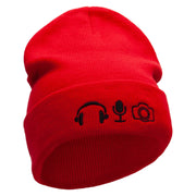 Livestream Tools Embroidered 12 Inch Long Knitted Beanie - Red OSFM