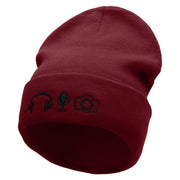 Livestream Tools Embroidered 12 Inch Long Knitted Beanie - Maroon OSFM