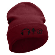 Livestream Tools Embroidered 12 Inch Long Knitted Beanie - Maroon OSFM