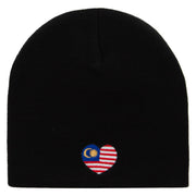 Malaysia Embroidered 8 Inch Short Beanie - Black OSFM