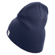 Once A Marine Always a Marine Symbol Embroidered 8 Inch Solid Knit Short Beanie Made in USA - Navy OSFM
