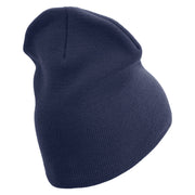 Once A Marine Always a Marine Symbol Embroidered 8 Inch Solid Knit Short Beanie Made in USA - Navy OSFM