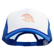 Orange Falling Star Embroidered Summer Foam Mesh Trucker Cap - Royal-White OSFM