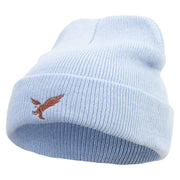 Brown Flying Eagle Embroidered Super Stretch Knit Watch Cap Beanie - Columbia-Blue OSFM