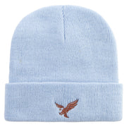 Brown Flying Eagle Embroidered Super Stretch Knit Watch Cap Beanie - Columbia-Blue OSFM