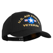 U.S. Airforce Veteran with Roundel Embroidered Retro Cotton Blend Snapback Cap - Black OSFM
