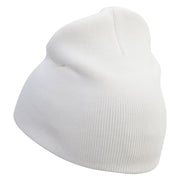 Clef Guitar Pick Embroidered 8 inch Acrylic Short beanie - White OSFM