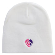 Clef Guitar Pick Embroidered 8 inch Acrylic Short beanie - White OSFM