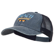 Beach Please Embroidered Washed Twill Trucker Cap