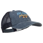 Beach Please Embroidered Washed Twill Trucker Cap