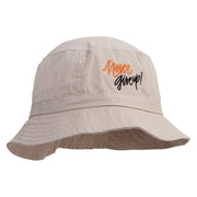 Never Give Up Embroidered Pigment Dyed Bucket Hat - Khaki OSFM