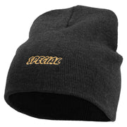 Special Embroidered 8 Inch Short Beanie - Black OSFM