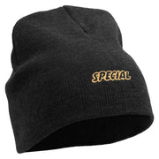 Special Embroidered 8 Inch Short Beanie - Black OSFM