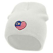 Malaysia Embroidered 8 Inch Short Beanie - White OSFM