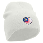 Malaysia Embroidered 8 Inch Short Beanie - White OSFM