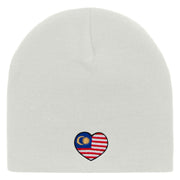 Malaysia Embroidered 8 Inch Short Beanie - White OSFM