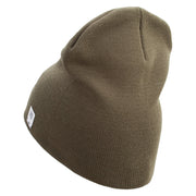 Once A Marine Always a Marine Symbol Embroidered 8 Inch Solid Knit Short Beanie Made in USA - Olive OSFM