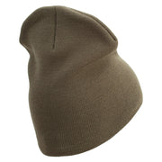 Once A Marine Always a Marine Symbol Embroidered 8 Inch Solid Knit Short Beanie Made in USA - Olive OSFM