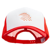 Orange Falling Star Embroidered Summer Foam Mesh Trucker Cap - Red-White OSFM