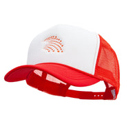 Orange Falling Star Embroidered Summer Foam Mesh Trucker Cap - Red-White OSFM