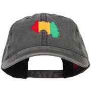 Guinea Map Flag Embroidered Washed Cap