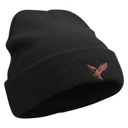 Brown Flying Eagle Embroidered Super Stretch Knit Watch Cap Beanie - Black OSFM