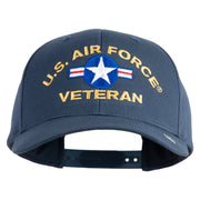 U.S. Airforce Veteran with Roundel Embroidered Retro Cotton Blend Snapback Cap - Navy OSFM