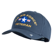 U.S. Airforce Veteran with Roundel Embroidered Retro Cotton Blend Snapback Cap - Navy OSFM