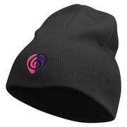 Clef Guitar Pick Embroidered 8 inch Acrylic Short beanie - Black OSFM