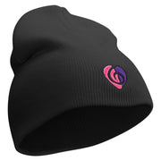 Clef Guitar Pick Embroidered 8 inch Acrylic Short beanie - Black OSFM